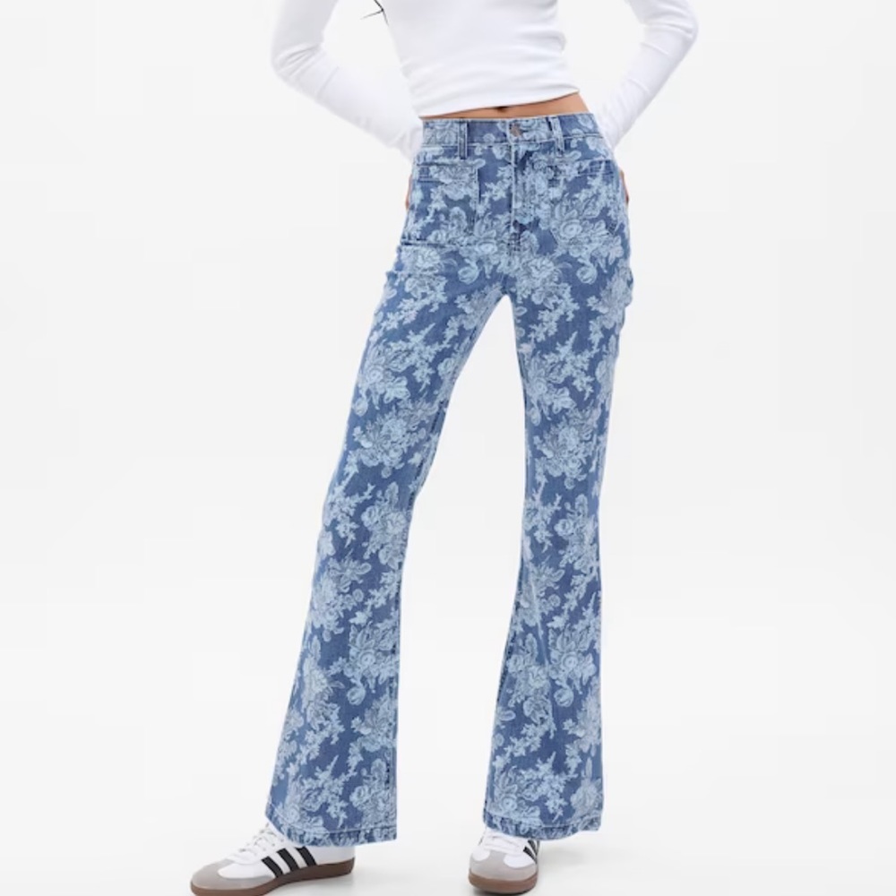 LoveShackFancy X Gap High Rise Floral ‘70s Flare Jean
